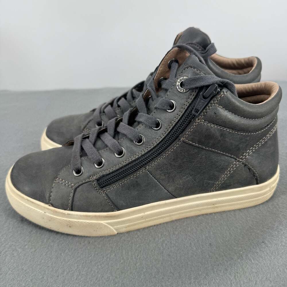 Taos Winner Womens 8 High Top Leather Sneakers Gray Side Zip Comfort Shoes